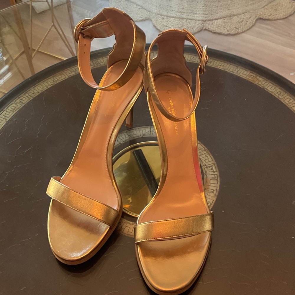 Gianvito Rossi Gold Ankle Strap Heels (IT size 42 / US size 11)